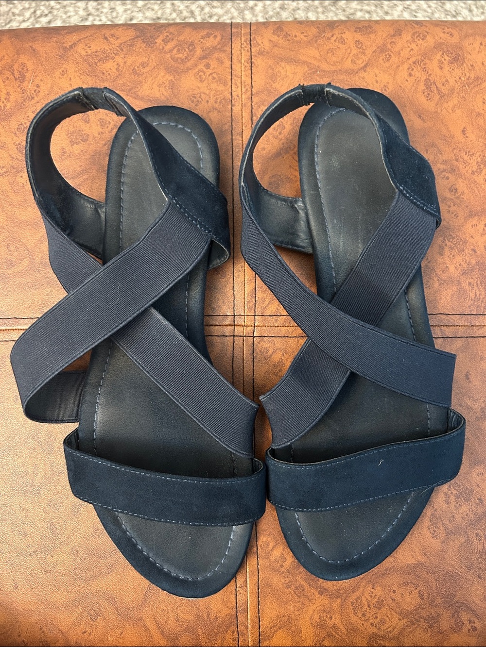 Navy Strappy Elastic Sandals